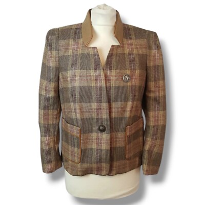River Island Womens Wool Blend Check Blazer Jacket Brown Mix - Main Image