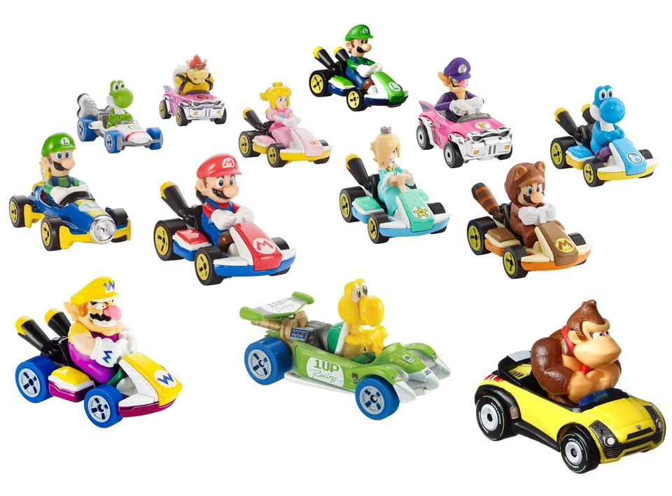 AUSWAHL: Mattel - Hot Wheels Mario Kart 1:64 - Autos Sammel-Figuren Bowser Yoshi