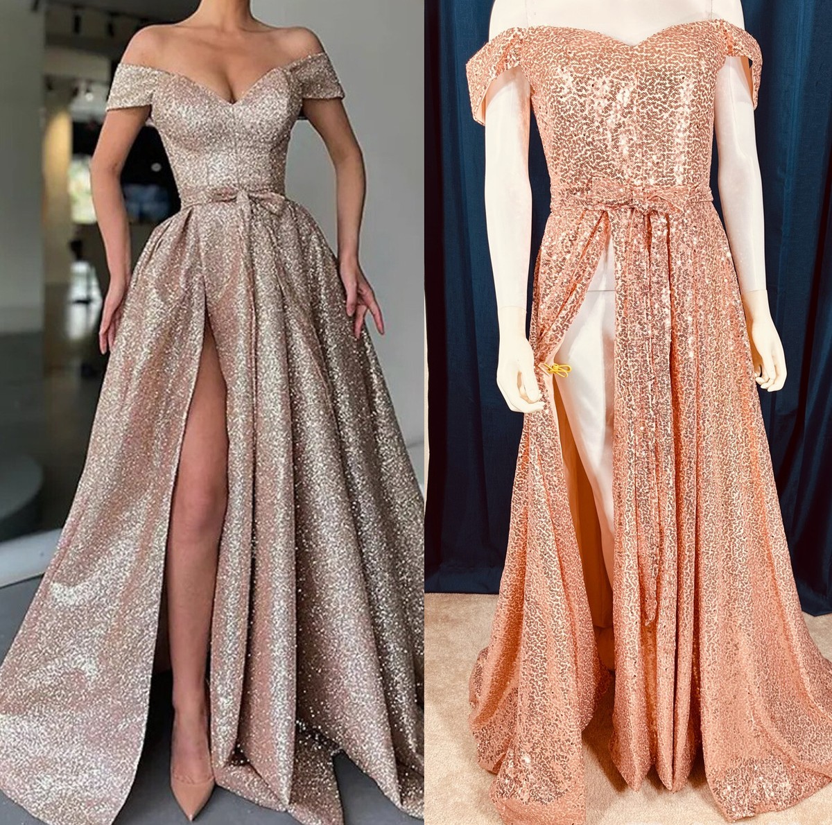 NEW Hebeos Princess Dress Sequins Slit Thigh Cut A Line Cold Shoulder $145 Small NEW Hebeos Princess Dress Sequins Slit Thigh Cut A Line Cold Shoulder $145 Small