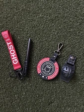 Ghost Golf Accessories Bundle – Red Lanyard, Divot Tool Holder, Bag Tag -New