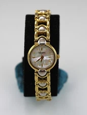Elgin Watch Women Silver Gold Stainless Steel WR Battery Mother of Pearl Quartz