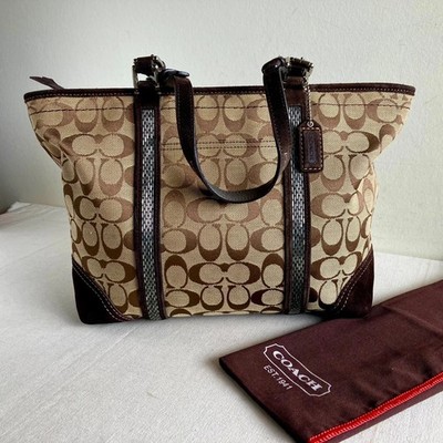Coach Y2K Signature Canvas Wildlederbesatz Galerie Beuteltasche Schultertasch...