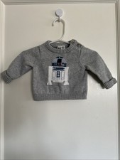 Janie And Jack Star Wars 0-3 Months R2D2 Knit Sweater Baby Gray