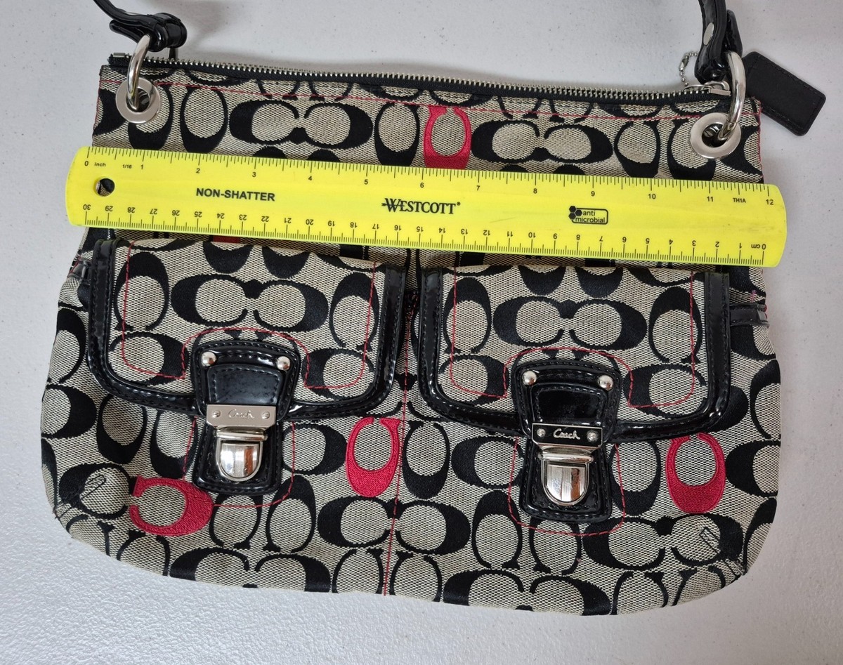 Authentic COACH #21186 Handbag Signature Print Cs Front Pockets