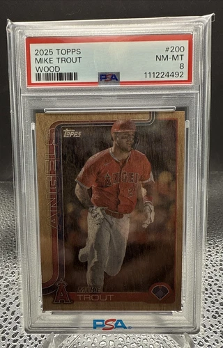 2025 Topps Mike Trout Wood /25 PSA 8