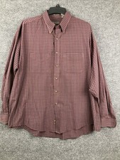 Van Heusen Men Sze XL Red Navy Plaid Button Wrinkle Free L/S Dress Shirt EUC