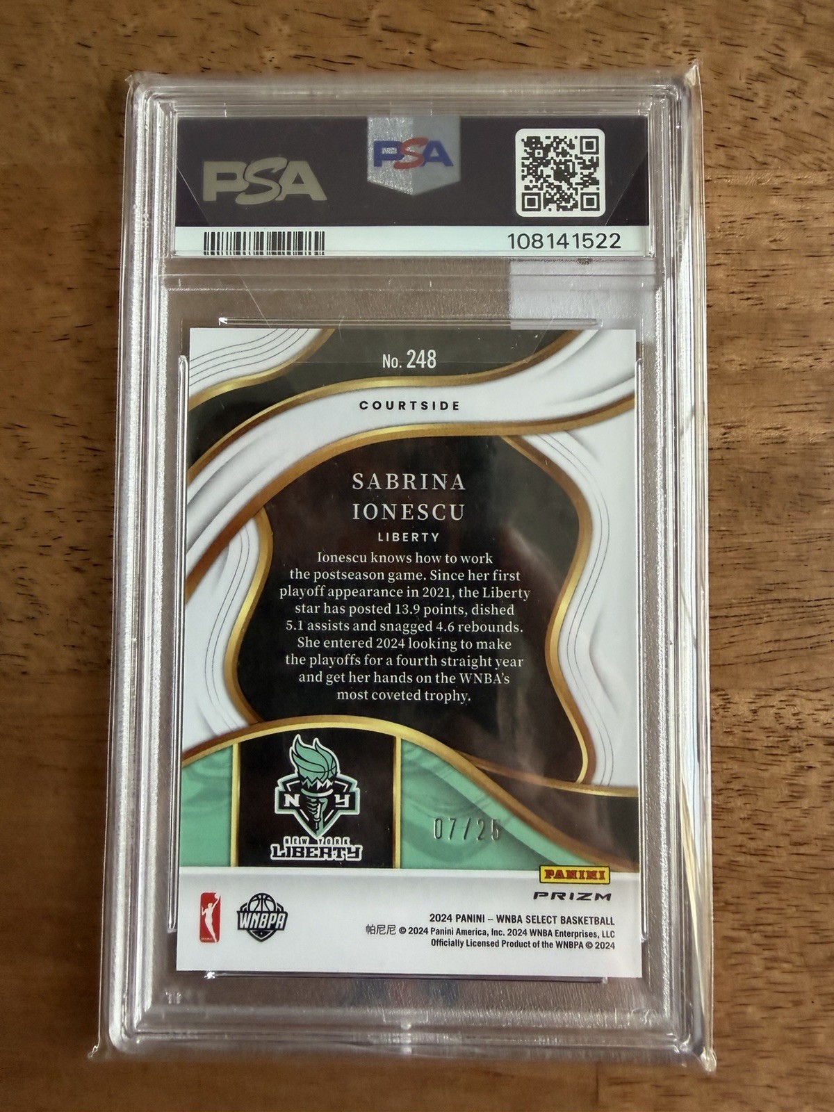 2024 Panini Select WNBA - Courtside Sabrina Ionescu #248 Tie-Dye Prizm /25 view 2