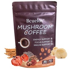 New Mushroom Coffee Organic Coffee 30 Servings, Energy Focus Immune Support