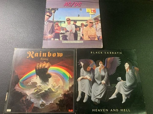 Heavy Metal Hard Rock 3 LP Lot Black Sabbath AC-DC Rainbow
