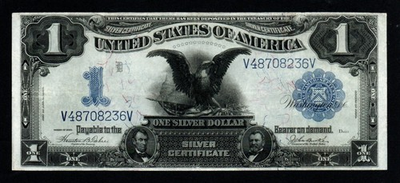 #ad #ad 1899 $1 CRISP VF XF BLACK EAGLE LARGE SIZE Silver Certificate $398.99