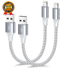 Apple Mfi Certified Short Charger 1Ft 2Pack Usb a to Lightning Cord Nylon