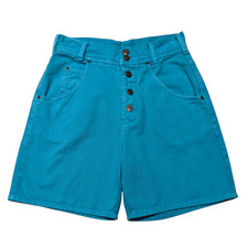 Pair Sport Club Denim Shorts 7 26x6 Relaxed Fit Bright Blue Colorful 90s Jorts