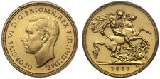 George VI 1937 proof Sovereign, PR64 CAMEO, only 5,501 struck