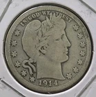 1914 D Denver Mint Barber Quarter 90% Silver US Coin 0.18084 troy ounces pure AG
