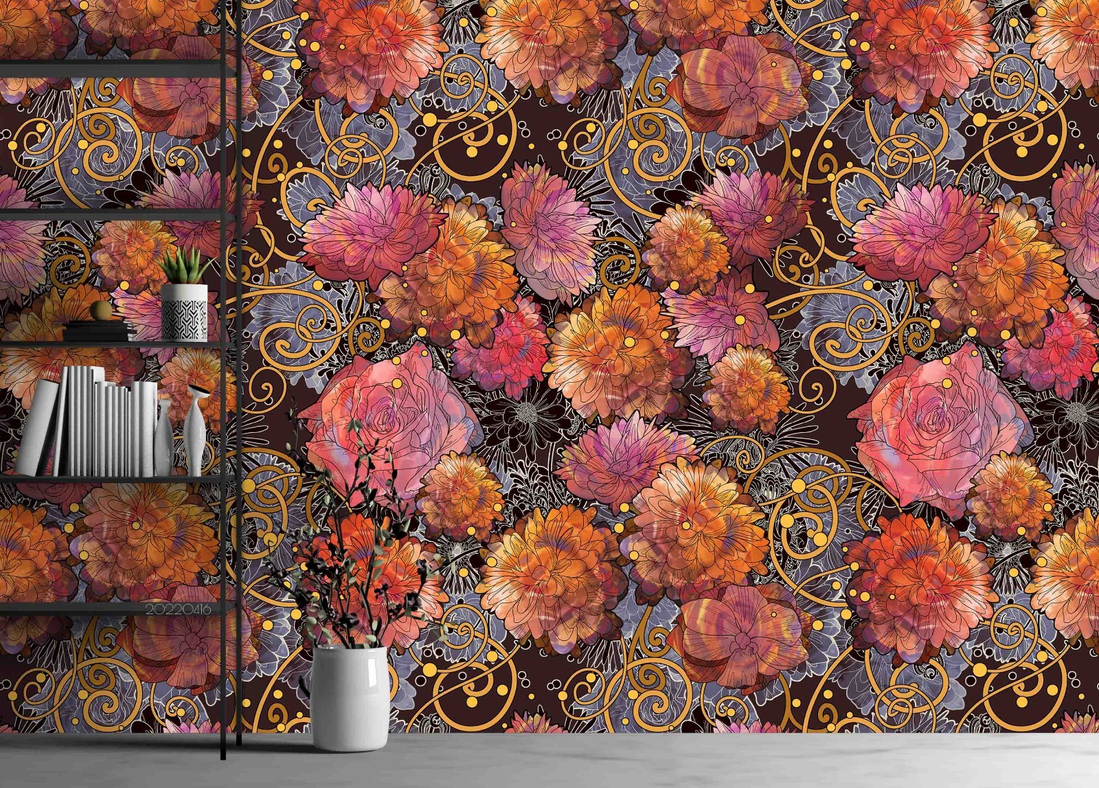 3D Flower Flora Watercolor Pattern Wall Murals Wallpaper Murals Wall Sticker 2
