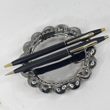 Cross Ballpoint Pen  Pencil Set Classic Black Matte Gold Accents Slim VTG