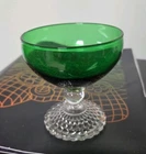 Anchor Hocking Bubble Foot Champagne Sherbet Glass Emerald Green Vintage