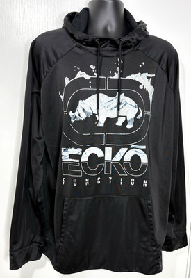 Ecko Function Hoodie Mens Size 2X Black with Rhino Sweatshirt Hood Slick Outer