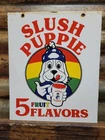 VINTAGE SLUSH PUPPIE PORCELAIN SIGN OLD FROZEN ICEE BEVERAGE COLD ICE COLA DRINK