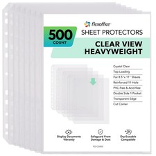 500 Pack, Extra Heavy Duty Sheet Protectors 8.5 x 11, Non-Glare, Top Loading ...