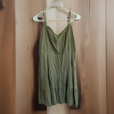 Old Navy Womens Ruffle Hem Babydoll Dress Large Green Forest Fairy Y2K Earthy