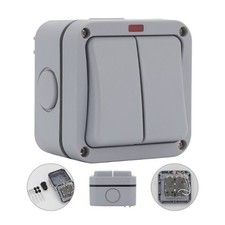 Outdoor Garden External IP66 Wall UK Double Light Switch Weatherproof 2 Way
