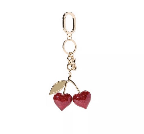 Victoria's Secret Cherry Heart Bag Charm Keychain