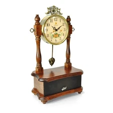 Pyle 2-in-1 Vintage Style Clock, Retro Bluetooth Speaker, 25 Watt (Brown)