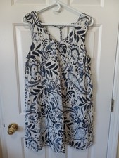 LUCKY BRAND Women's Linen V Neck Casual Resort Everyday Dress Size M