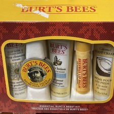 Burt's Bees Essential Kit Gift Set 5pcs Travel Size Lotion, Chapstick, Footcream
