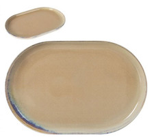 Cies OVAL 30x20cm stoneware Dinner plate Tan Beige Blue