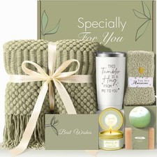 Luxury Spa Gift Basket: Blanket, Tumbler, Candle, Soap, Socks, Bath Bomb