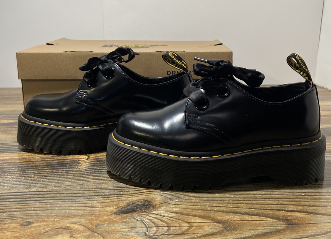 Martens Holly Platform Oxford Shoes Women's Black Leather