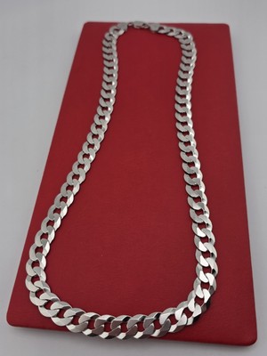 925 Sterling silver Flat Miami Cuban Cut Chain Rhodium Plated 22