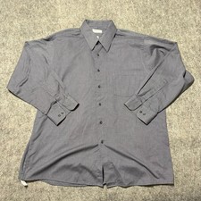 Vintage Van Heusen Dress Shirt Size 17.5 32/33 Grey Broadcloth Wrinkle Free