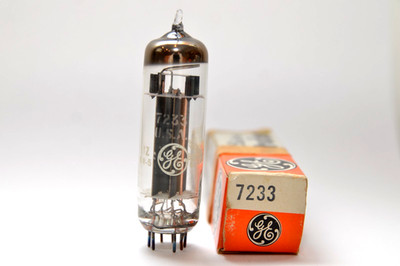 Vintage Audio Power Tube Triode by General Electric type 7233, Gray Plates, NOS