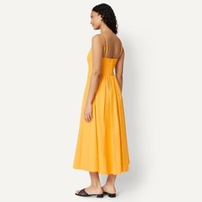 AMAZON ESSENTIALS WOMEN'S FIT & FLARE THIN STRAP COTTON POPLIN -  GOLDEN YELLOW