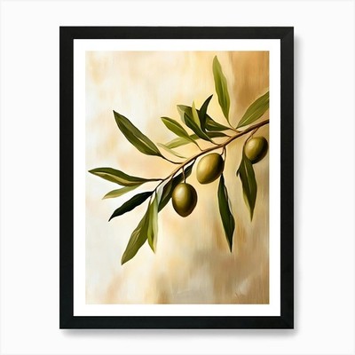 Olivenzweig Wandbild mediterran gerahmt Wandbild Poster Leinwanddruck Bild