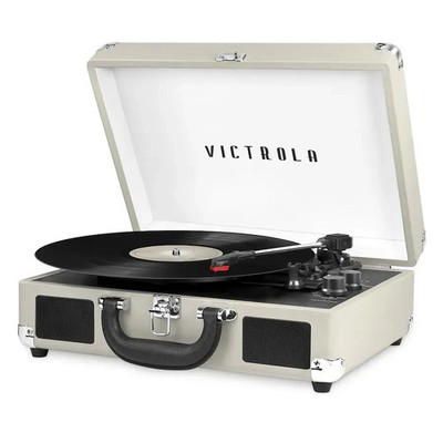 Victrola Journey Bluetooth Suitcase Record Player, 3-speed Turntable Light Gray