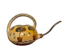 Vintage Italica Ars Handpainted Ceramic Watering Can W/ Brass Spout Tuscan Italy