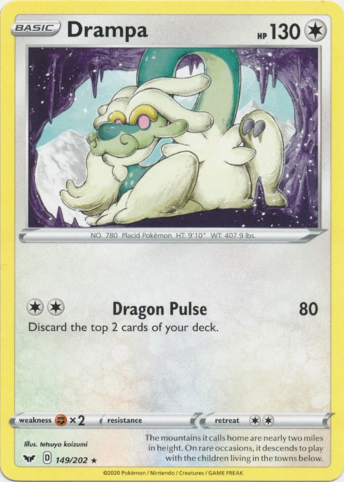 Drampa - 149/202 - Rare (Mp) Sword & Shield Base Set - Colorless Pokémon