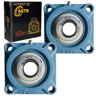 (2 Pack) PREMIUM QUALITY UCF207-22 Square Flange Bearing, 1-3/8 inch Bore