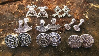 Ohrringe Ohrstecker Thorshammer Vegvisir Wikinger Viking Aegishjalmur O1.11