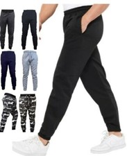 Mens Joggers EX STORE Fleece ZIP POCKETS Bottoms Jogging Cotton Mix