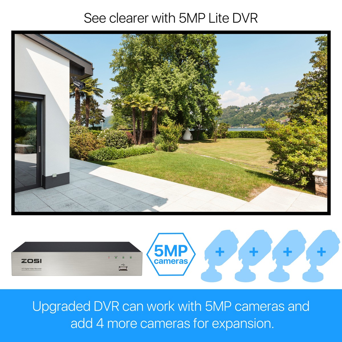 H.265 Compression ZOSI 8 Channel 5MP Lite CCTV DVR - 4-in-1 Hybrid Security System With H.265 & Remote Viewing Dvr Security Camera System - Foto 3