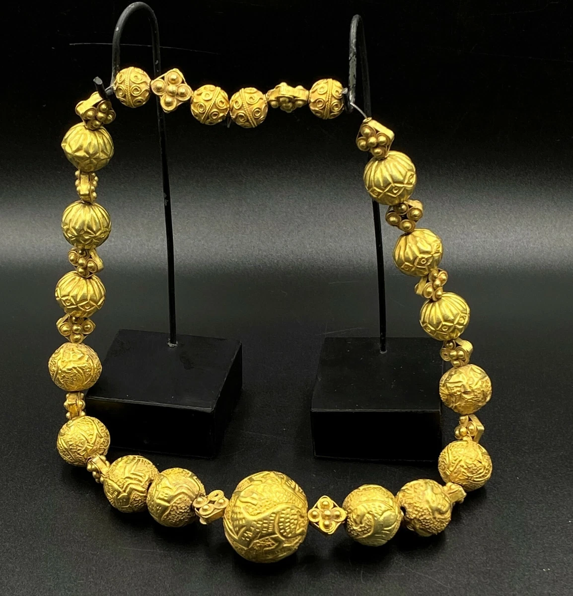 Antique Old Gold Jewelry Beads Necklace Ancient Historic Sasanian Empire Era