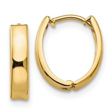 14k Yellow Gold Polished Hinged Hoop Earrings Gift for Mother