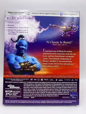 NEW! SEALED! Disney's Aladdin Will Smith Blu Ray + Digital Code