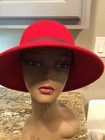Nine West 100% Wool Felt Trench Cloche Hat Red Faux Leather Band