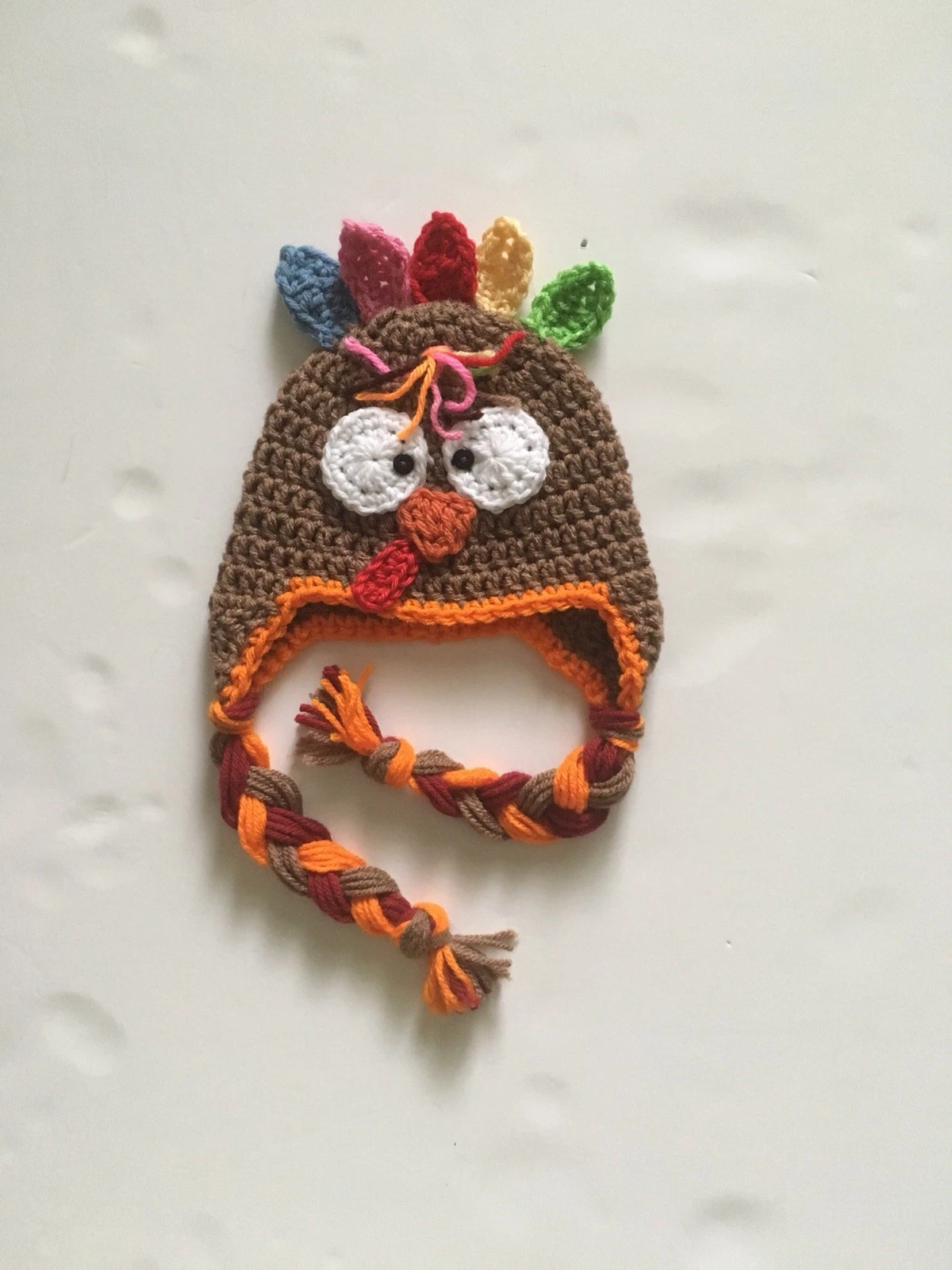 Baby Crochet Thanksgiving Turkey Handmade Hat Newborn SoftCap Beanie Hat (1-3M)